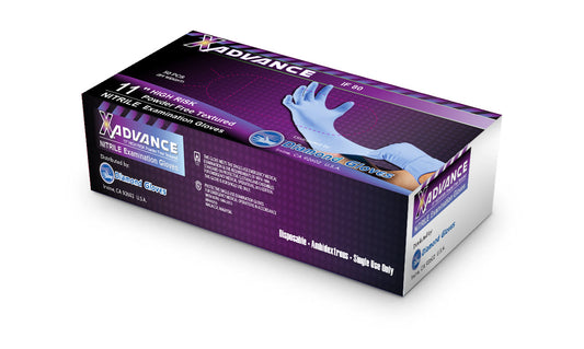 X Advance 11' Long Cuff Blue Nitrile XX-LARGE (Case - 10 boxes)